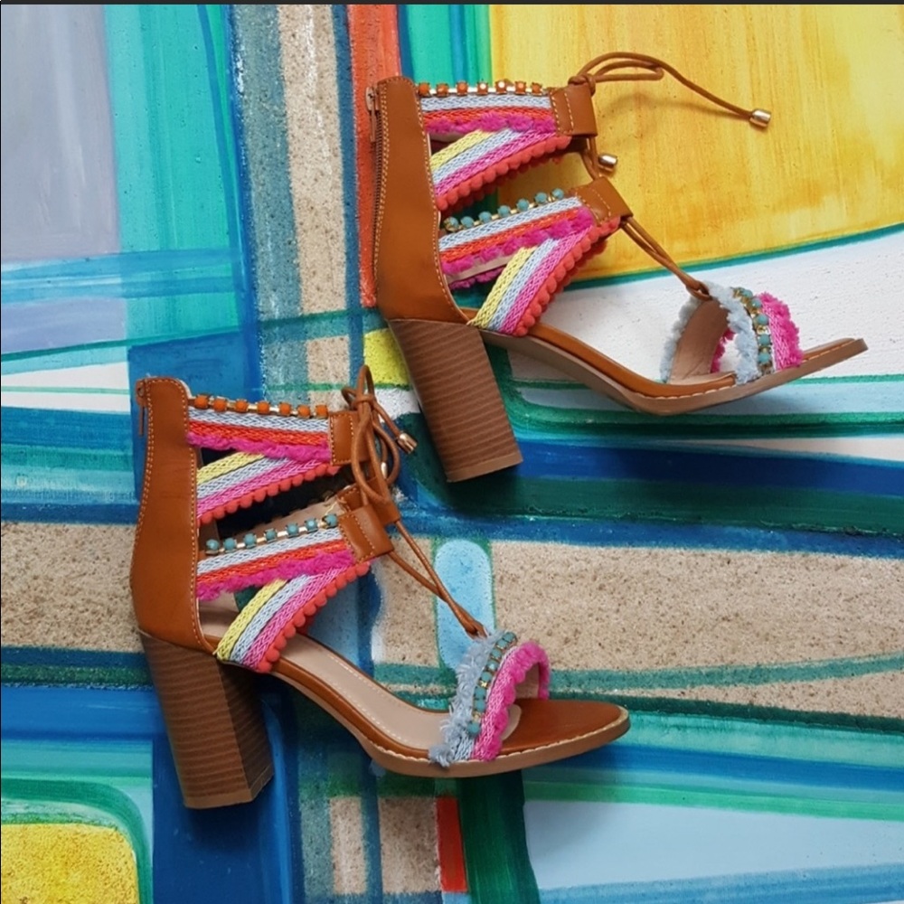 Charlotte Russe blocked tassel heel sandal